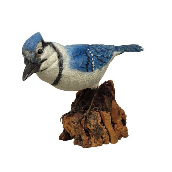 Blue Jay Original Hand Carved Wooden Bird Figurine Vintage Art Sculpture - Picture 2 of 10
